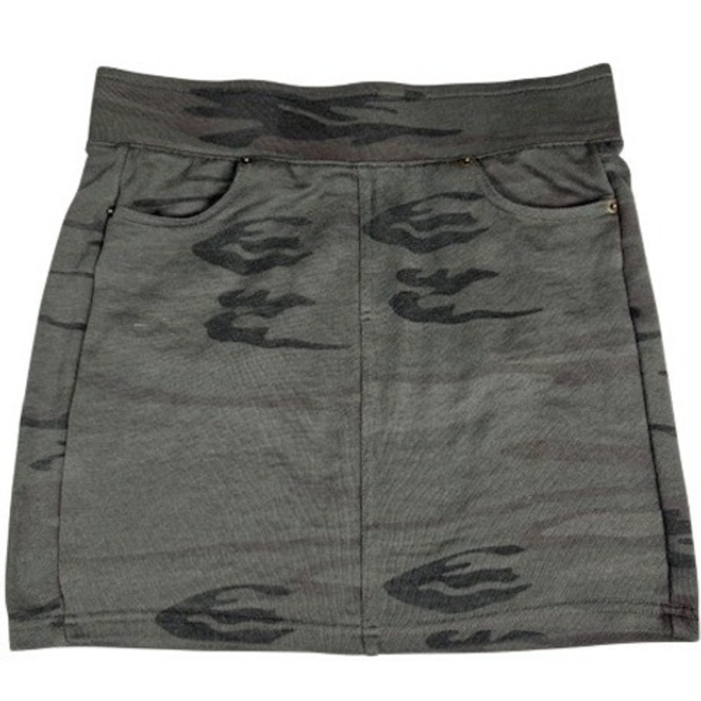Z‎ Supply Skirt Womens Small Camo Mini Knit Elastic Waist Pockets Olive Gray